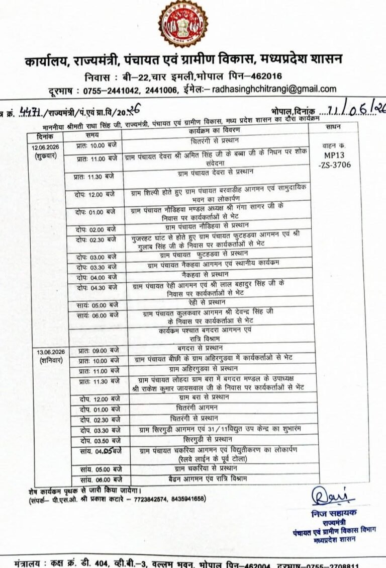 पंचायत एवं ग्रामीण विकास राज्यमंत्री राधा सिंह का दो दिवसीय दौरा: ग्रामीण विकास, जनसंपर्क और आधारभूत सुविधाओं के विस्तार पर रहेगा फोकस