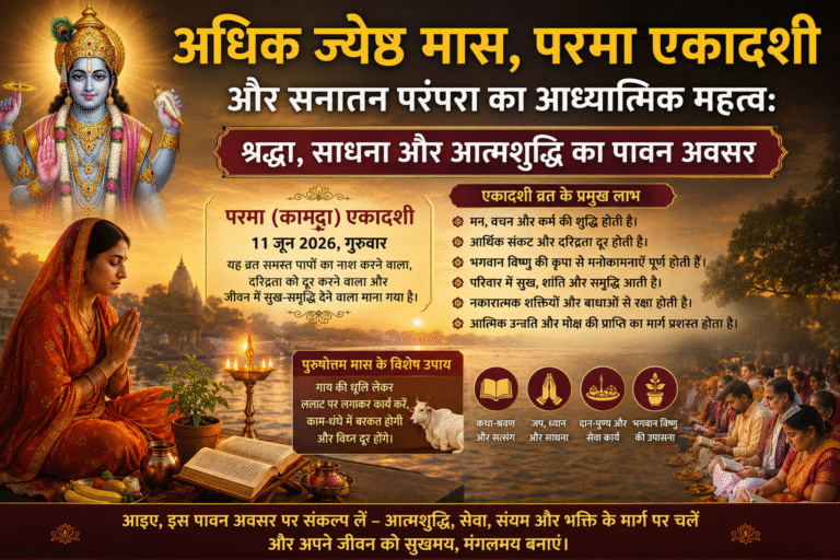 अधिक ज्येष्ठ मास, परमा एकादशी और सनातन परंपरा का आध्यात्मिक महत्व: श्रद्धा, साधना और आत्मशुद्धि का पावन अवसर