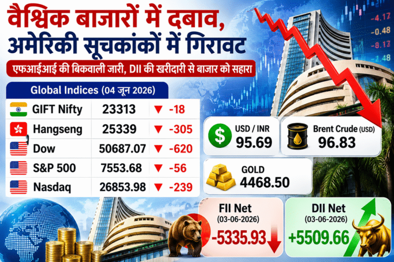 वैश्विक बाजारों में दबाव, अमेरिकी सूचकांकों में गिरावट; एफआईआई की बिकवाली जारी